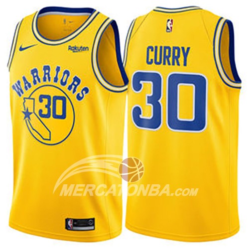 Maglia NBA Golden State Warriors Stephen Curry Hardwood Classic 2018 Giallo
